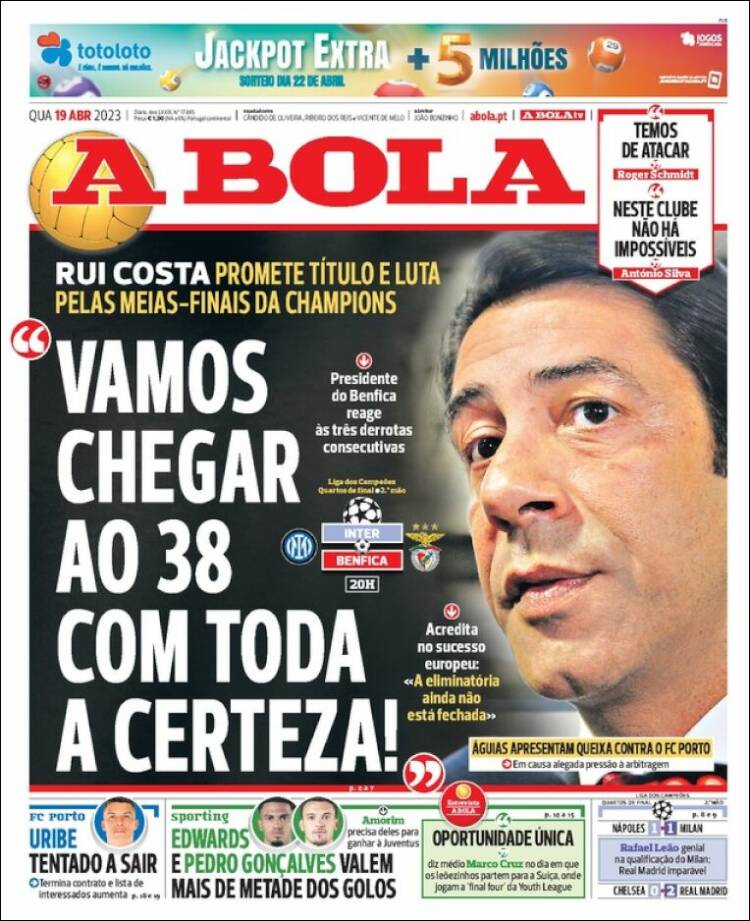 Portada de A Bola (Portugal)