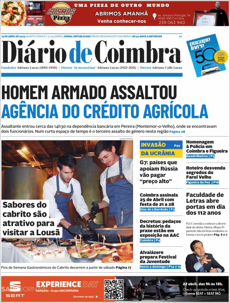 Portada de Diário de Coimbra (Portugal)
