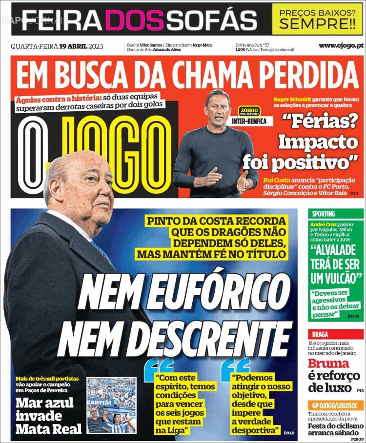 Portada de O Jogo (Portugal)