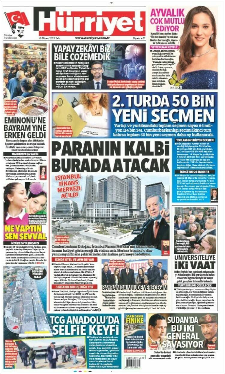Portada de Hürriyet (Turqu&iacute;a)