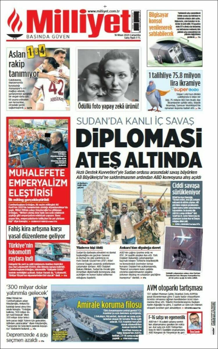 Portada de Milliyet (Turqu&iacute;a)