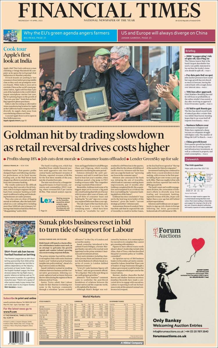 Portada de Financial Times (Reino Unido)
