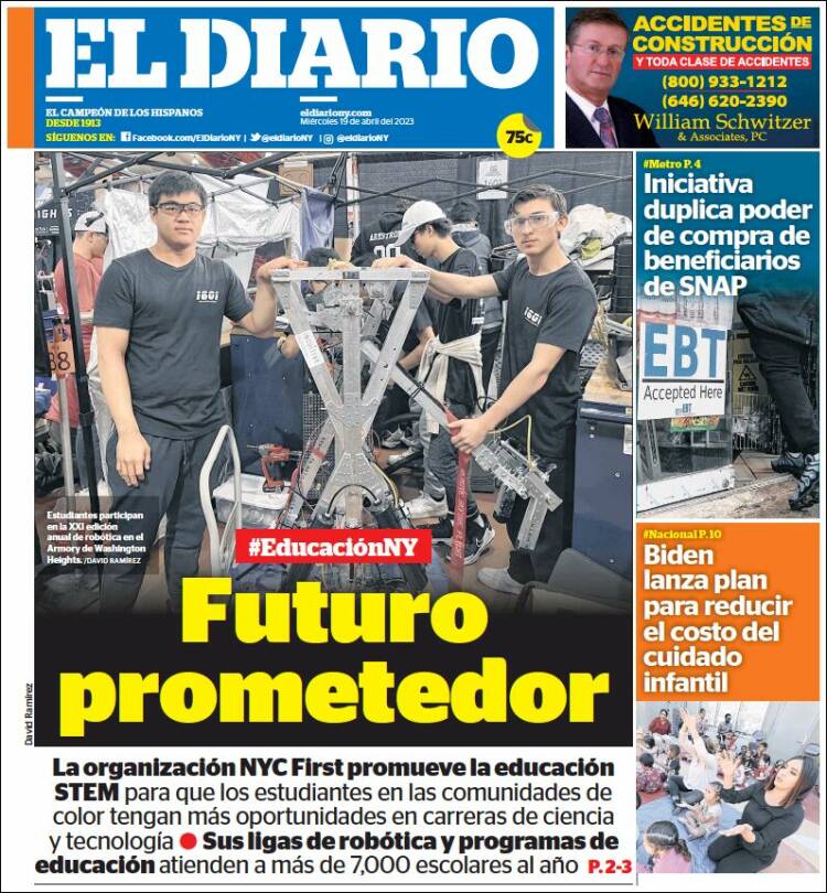 Portada de El Diario NY (États-Unis)