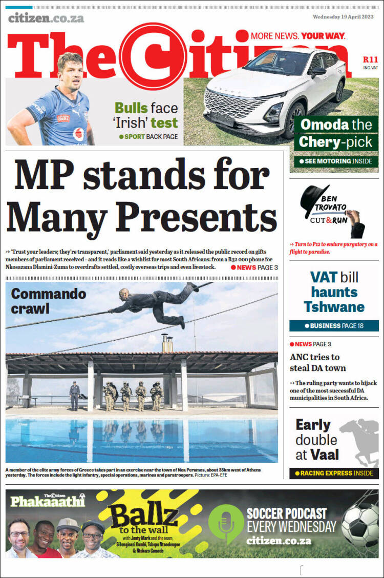 Portada de The Citizen (Sud&aacute;frica)