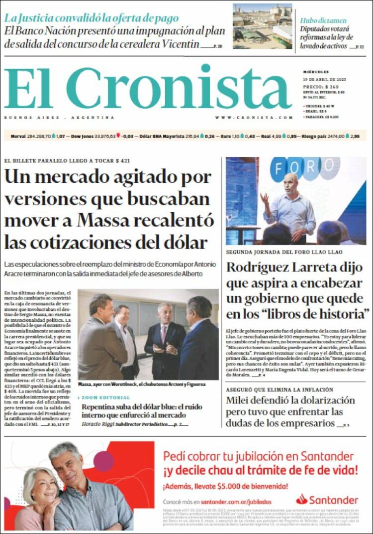 Portada de El Cronista Comercial (Argentina)