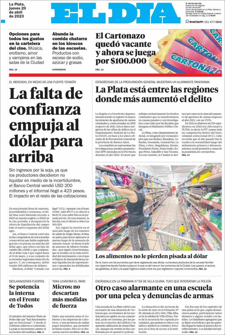Portada de El Día de la Plata (Argentina)