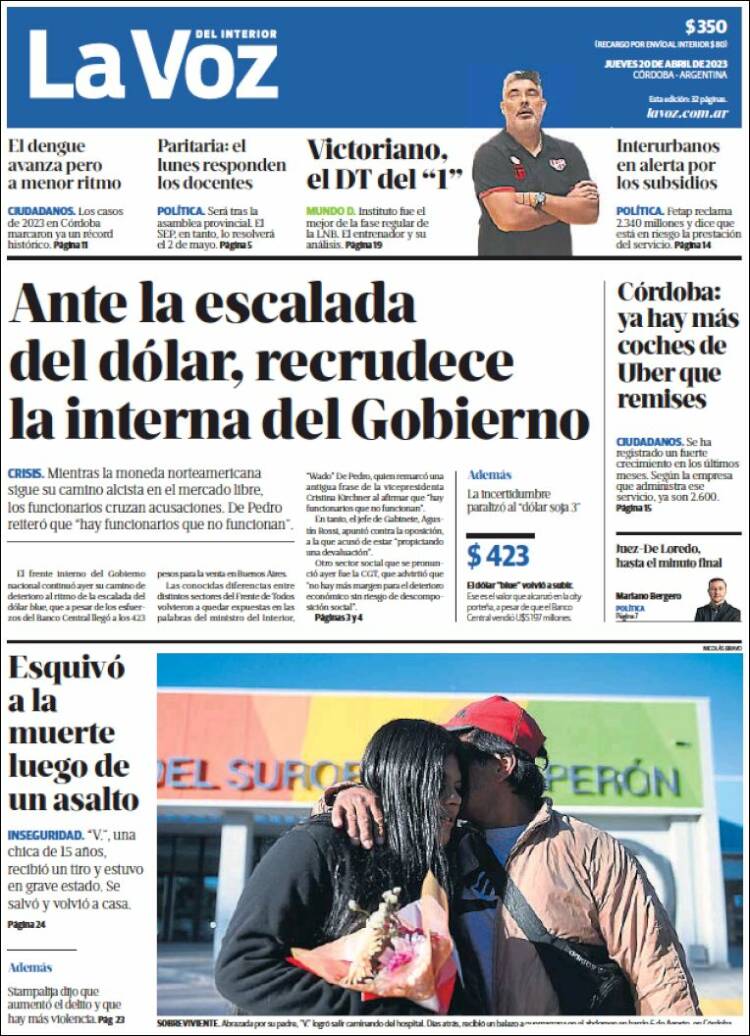 Portada de La Voz del Interior (Argentina)