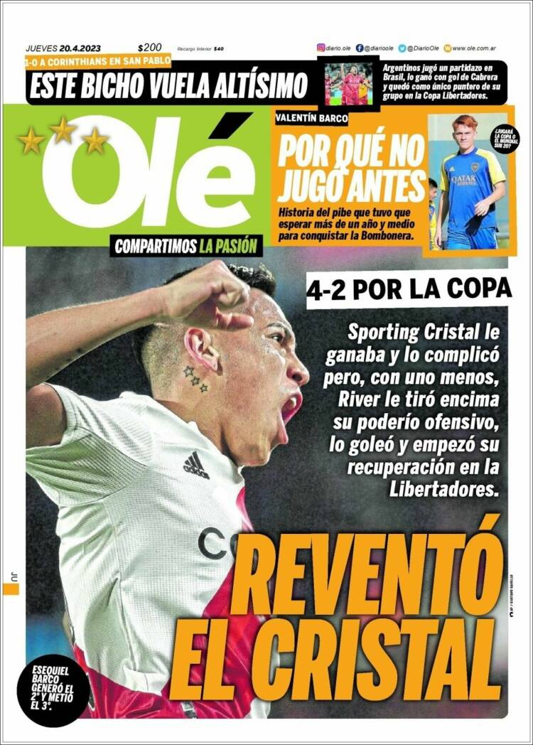 Portada de Olé (Argentina)