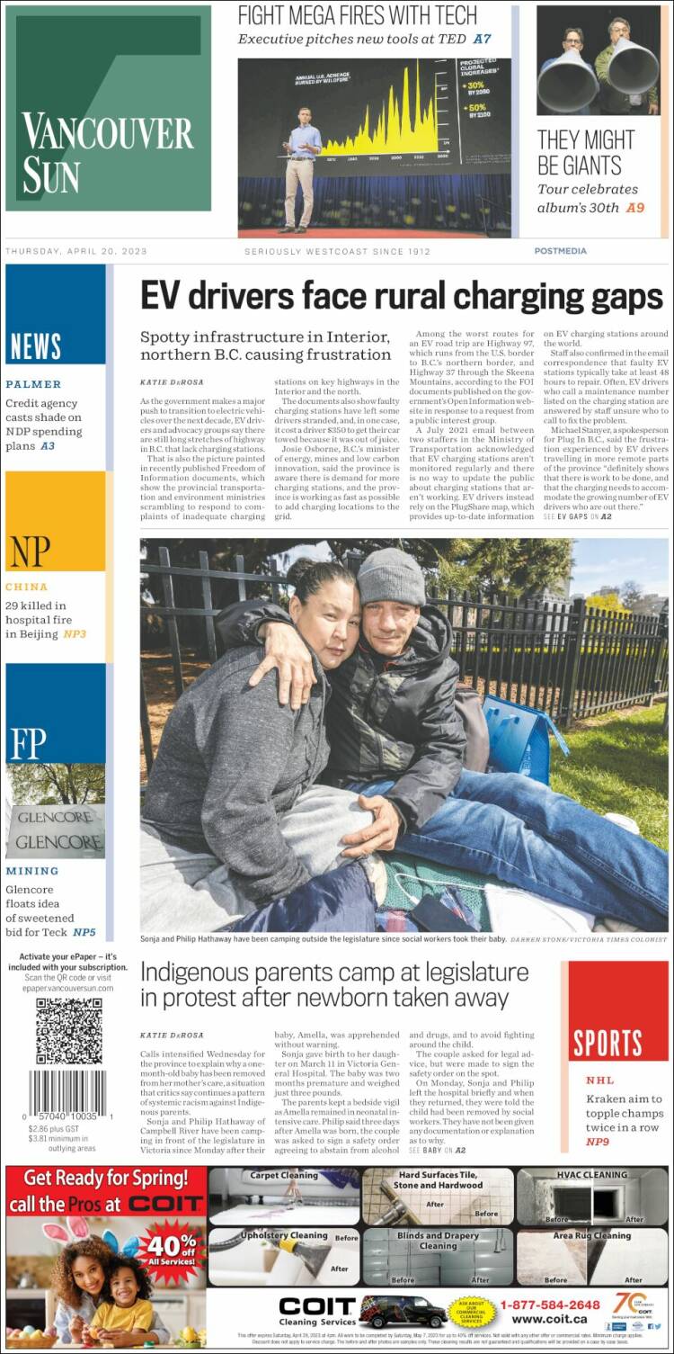 Portada de The Vancouver Sun (Canadá)