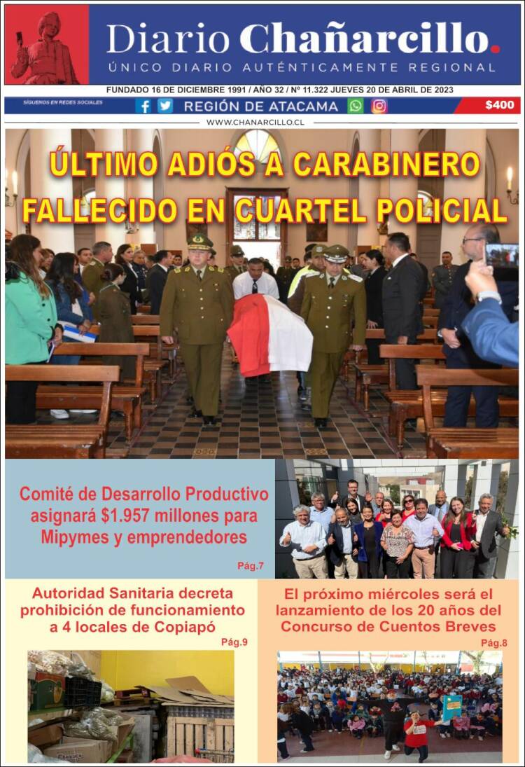 Portada de Diario Chañarcillo (Chile)