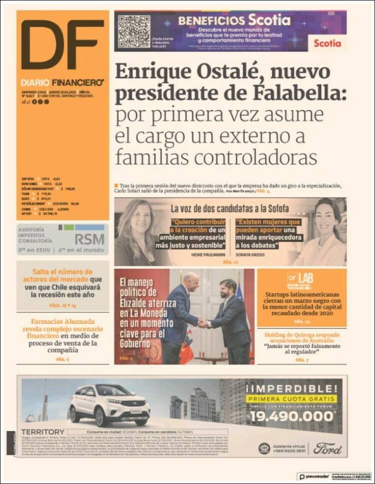 Portada de Diario Financiero (Chile)