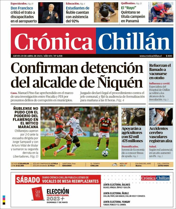 Portada de Crónica Chillán (Chile)