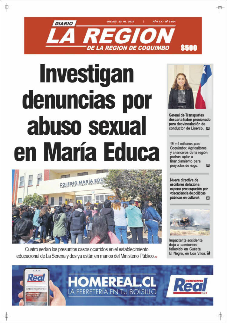 Portada de Diario La Región de Coquimbo (Chile)