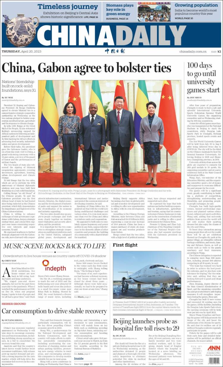 Portada de China Daily (China)