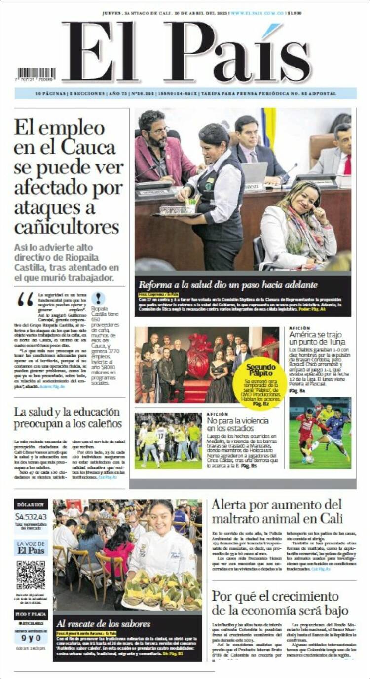 Portada de El País - Cali (Colombia)