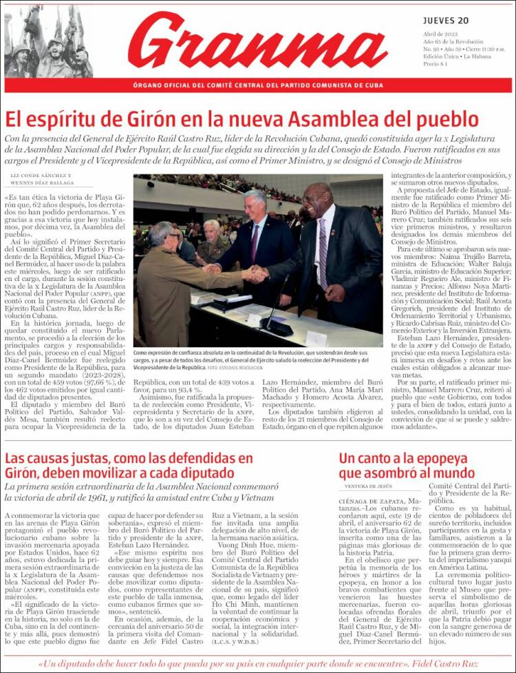 Portada de Granma (Cuba)