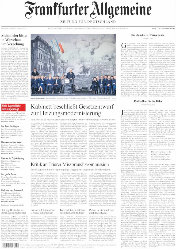 Portada de Frankfurter Allgemeine (Alemania)