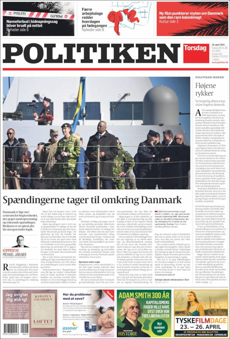 Portada de Politiken (Dinamarca)