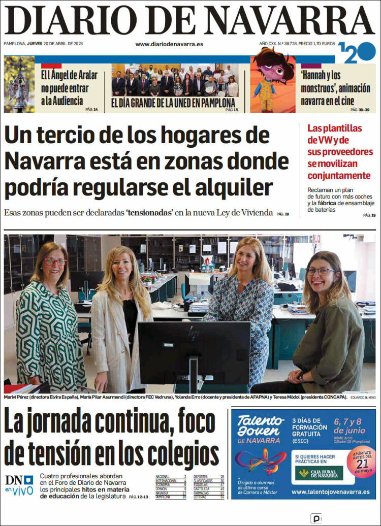 Portada de Diario de Navarra (España)