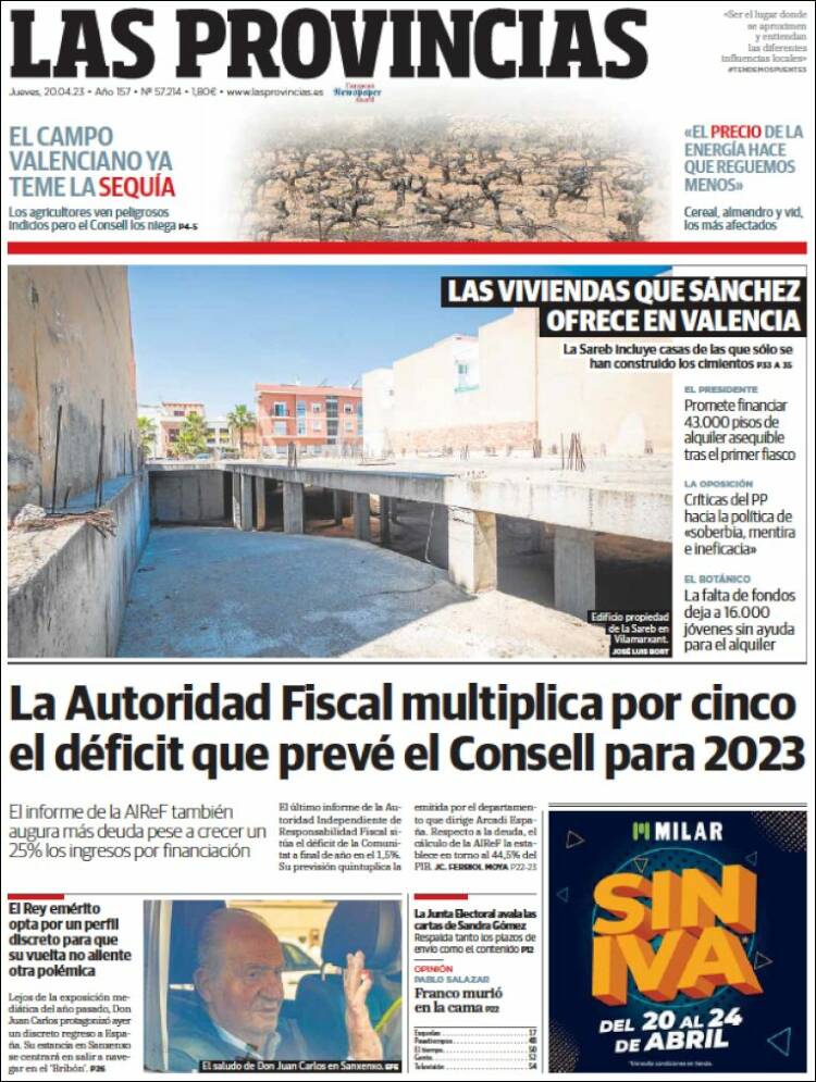 Portada de Las Provincias (España)