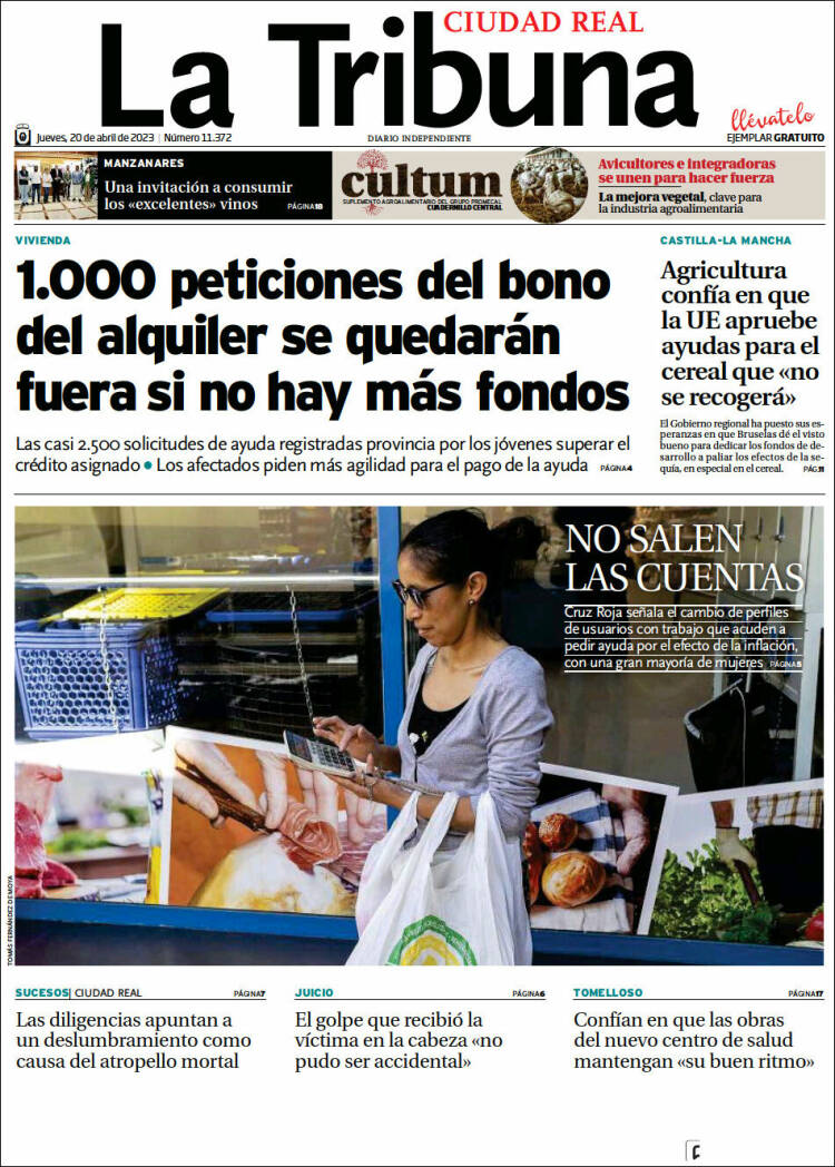 Portada de La Tribuna de Ciudad Real (España)