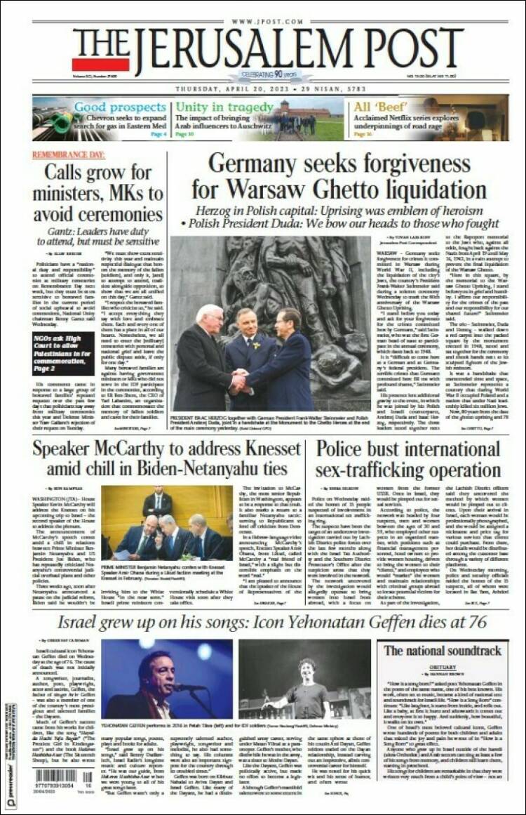 Portada de The Jerusalem Post (Israel)