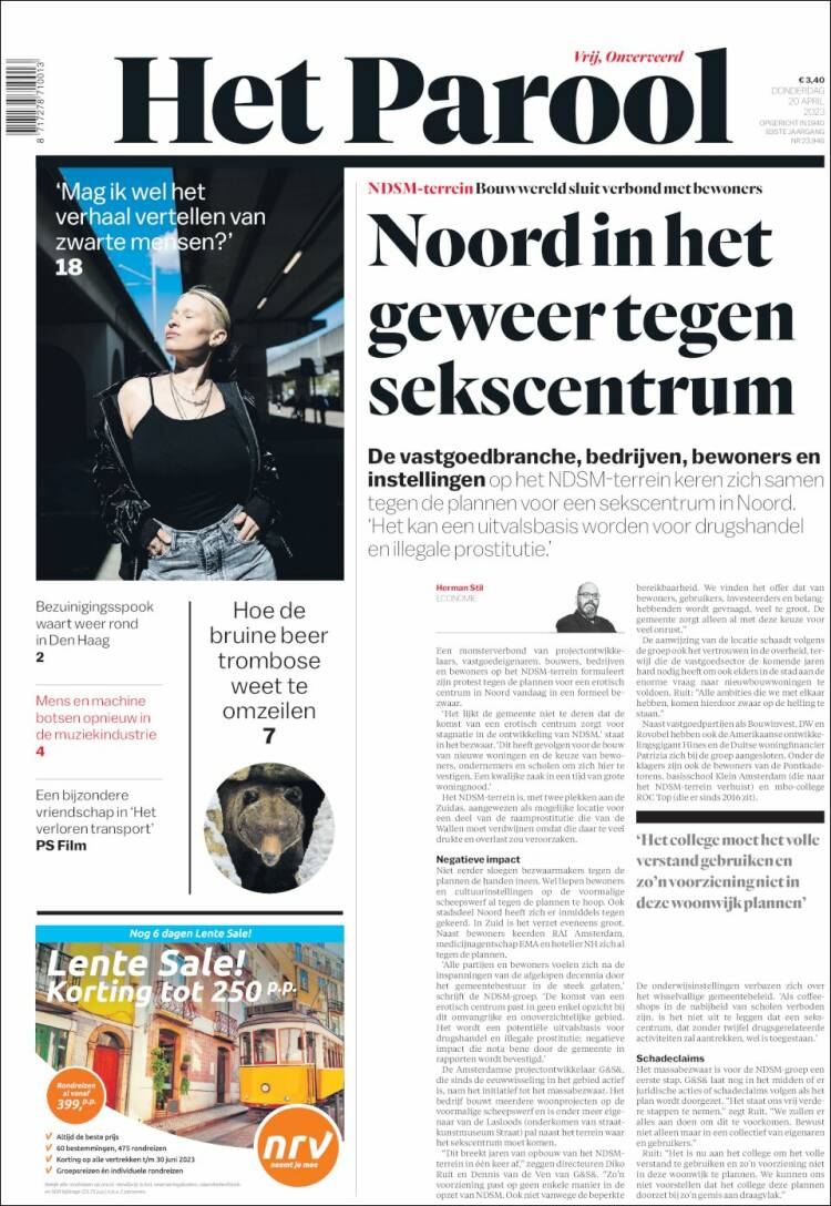 Portada de Het Parool (Pa&iacute;ses Bajos)