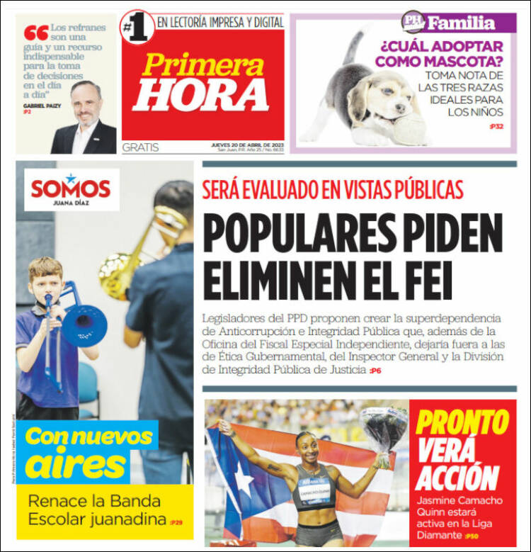 Portada de Primera Hora (Puerto Rico)