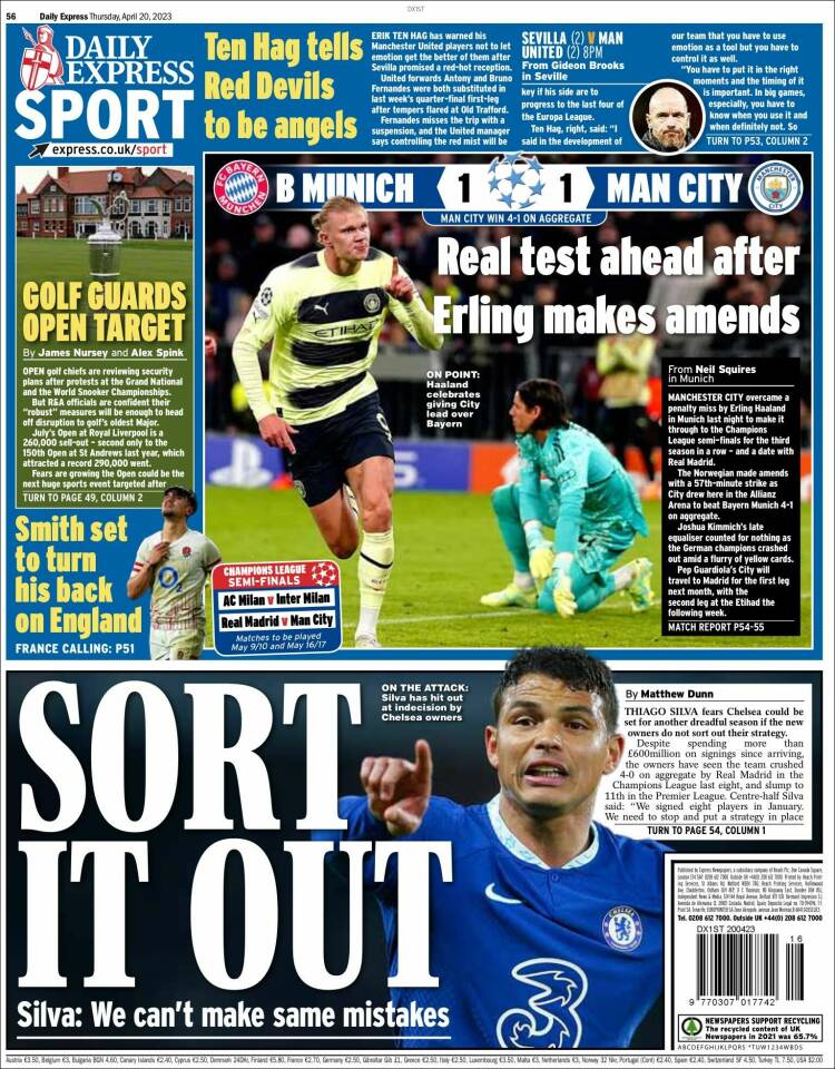 Portada de Express Sport (Royaume-Uni)