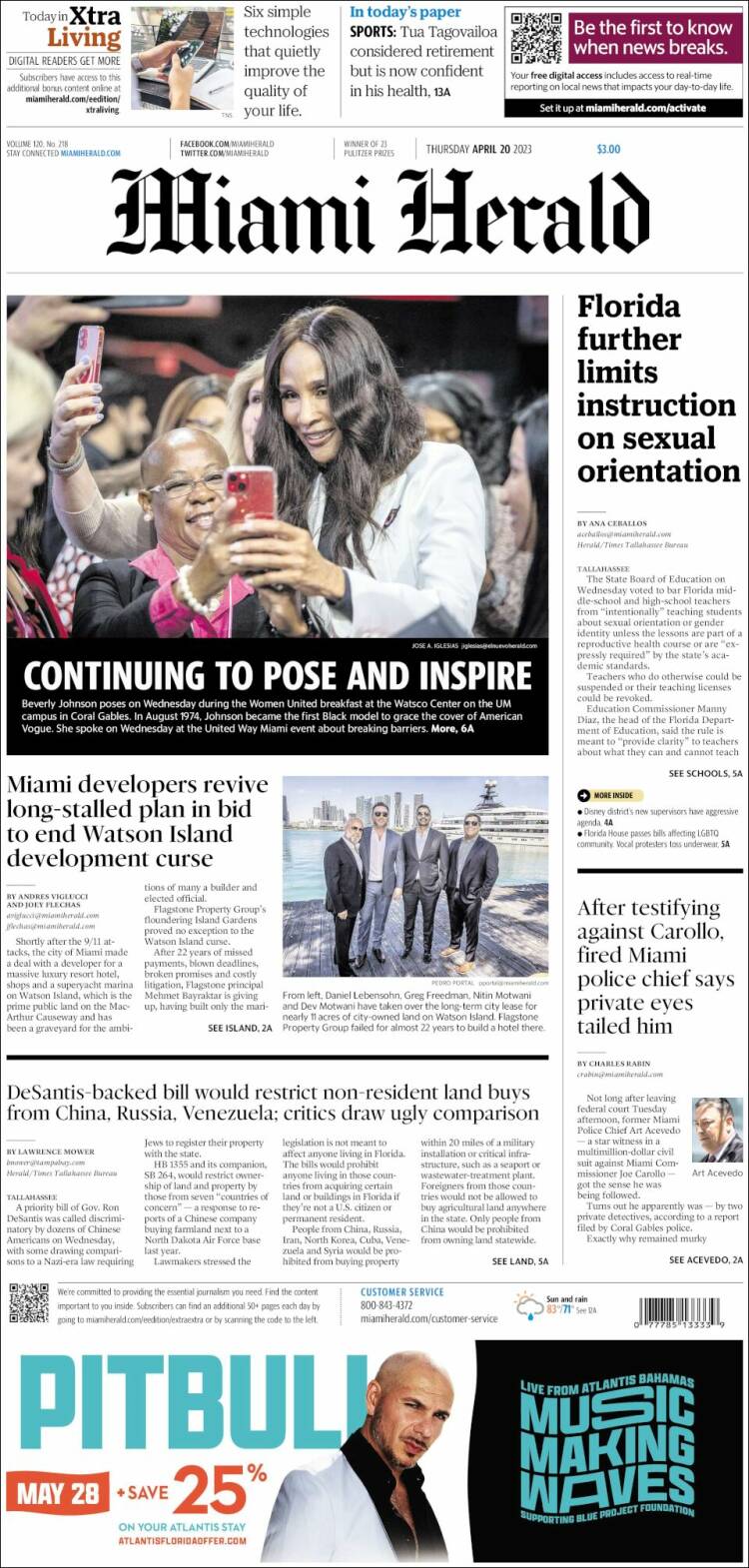 Portada de Miami Herald (USA)