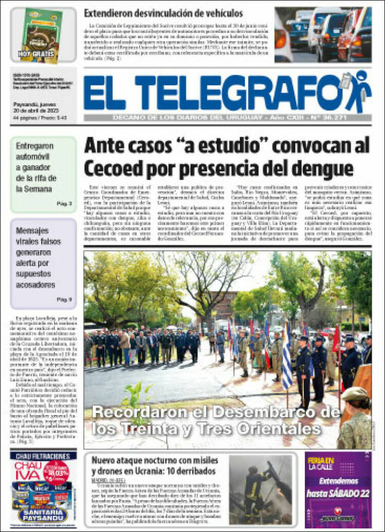 Portada de El Telégrafo (Uruguay)