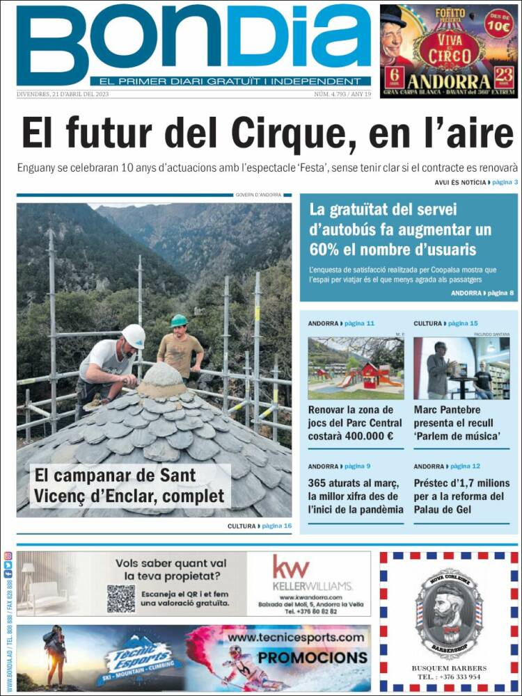 Portada de Diari Bondia (Andorra)