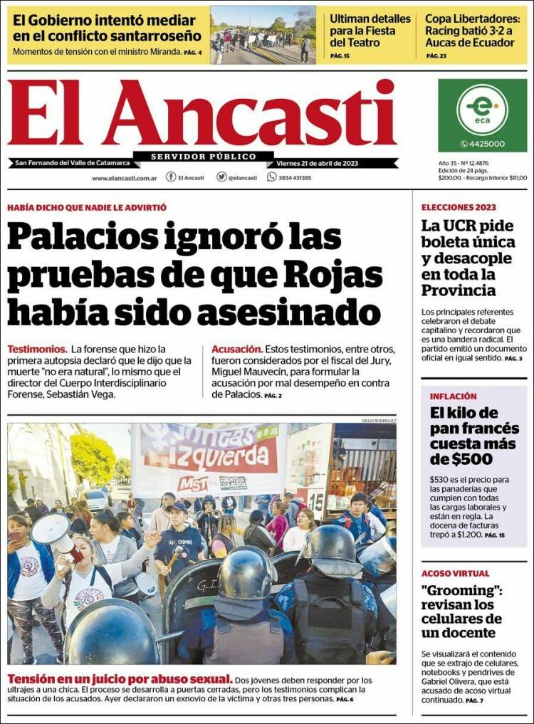 Portada de El Ancasti (Argentina)