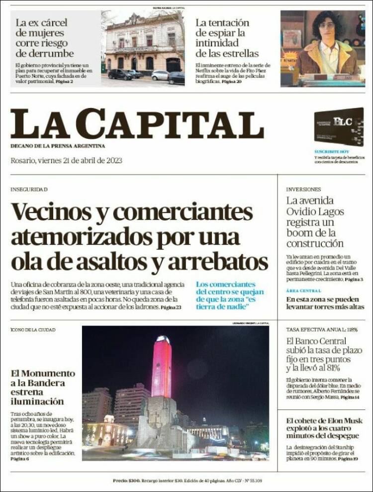 Portada de La Capital - Rosario (Argentina)