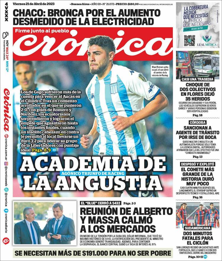 Portada de Crónica (Argentina)