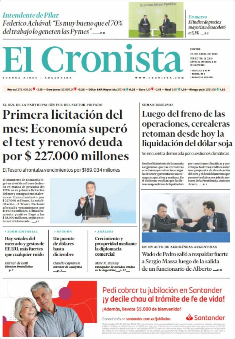 Portada de El Cronista Comercial (Argentina)