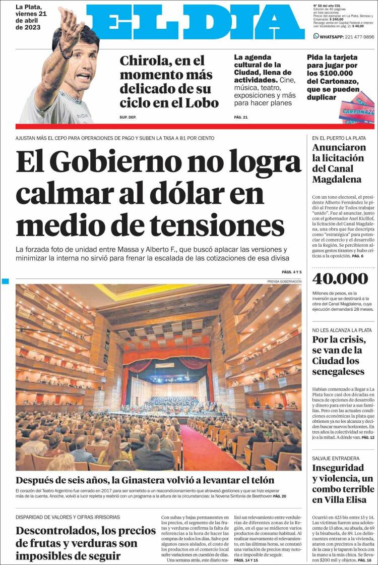 Portada de El Día de la Plata (Argentina)