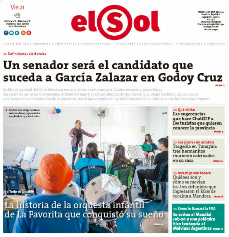 Portada de El Sol (Argentina)