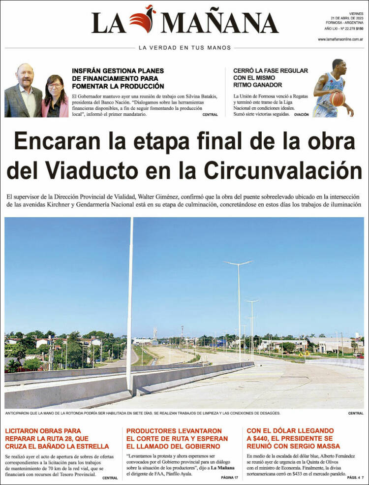 Portada de Diario La Mañana (Argentina)