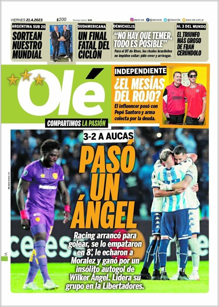 Portada de Olé (Argentina)
