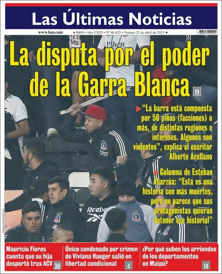 Portada de Las Últimas Noticias (Chile)