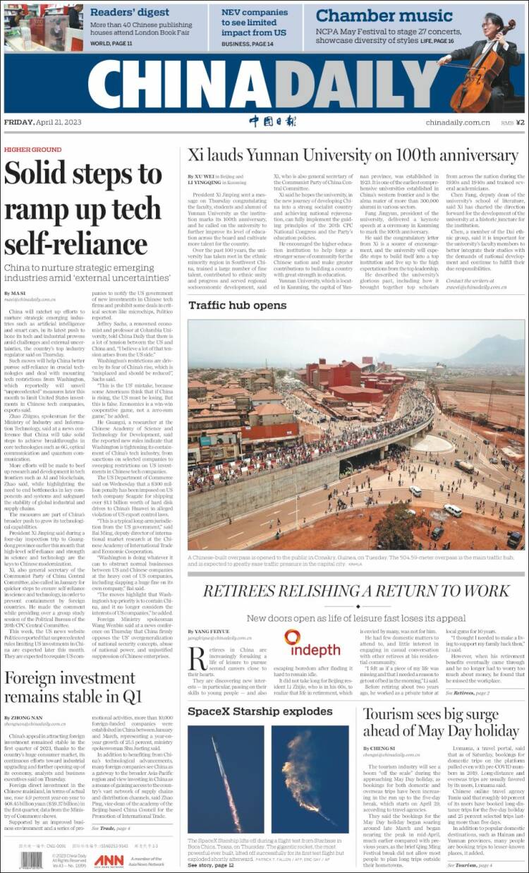 Portada de China Daily (China)