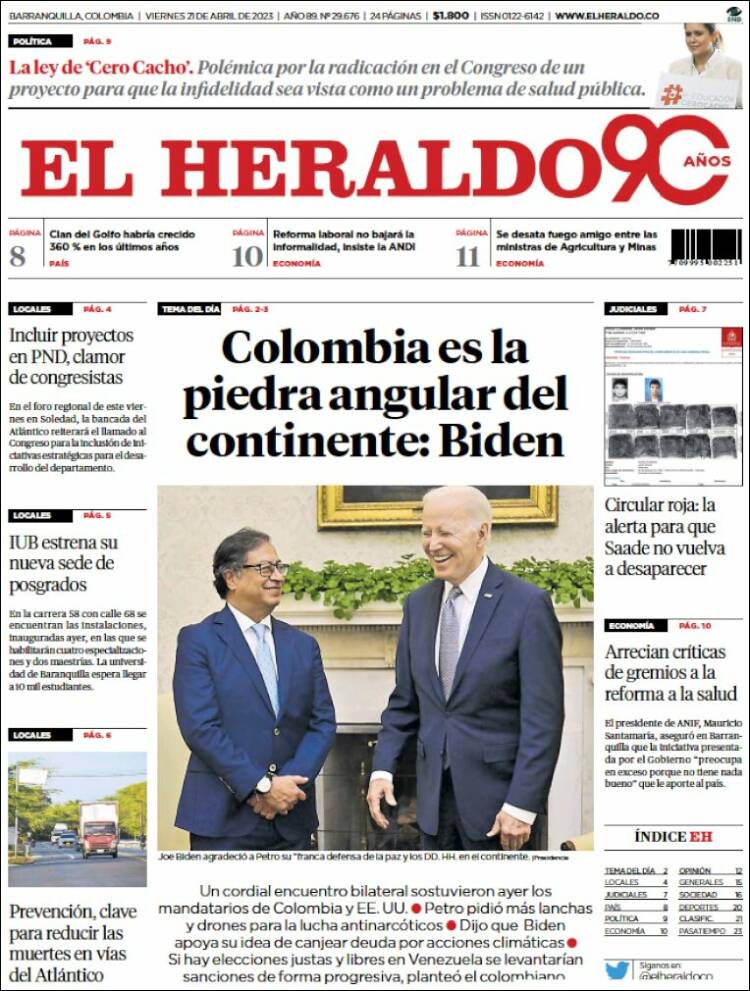 Portada de El Heraldo (Colombia)