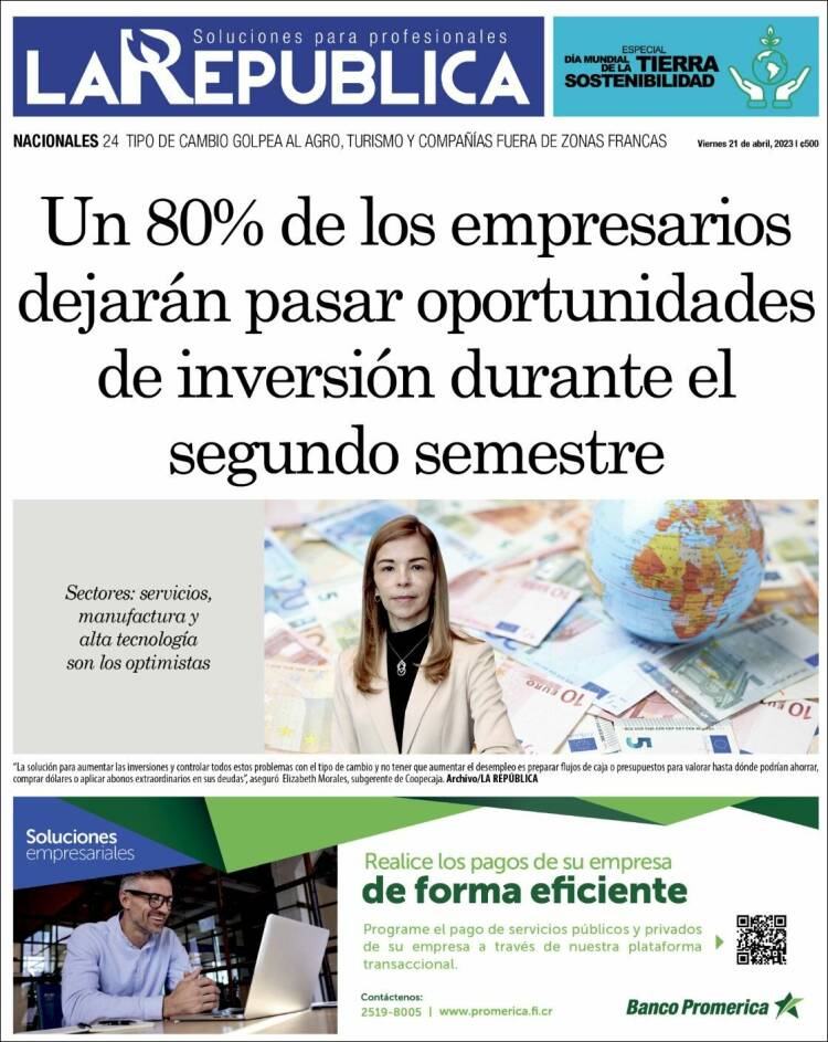 Portada de La República (Costa Rica)