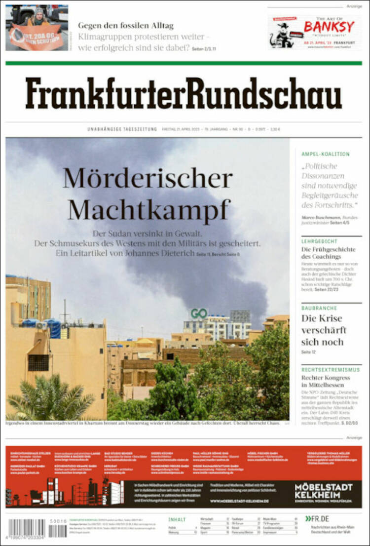 Portada de Frankfurter Rundschau (Alemania)
