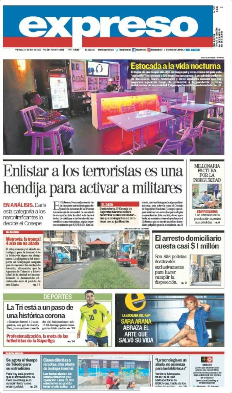 Portada de Expreso (Ecuador)