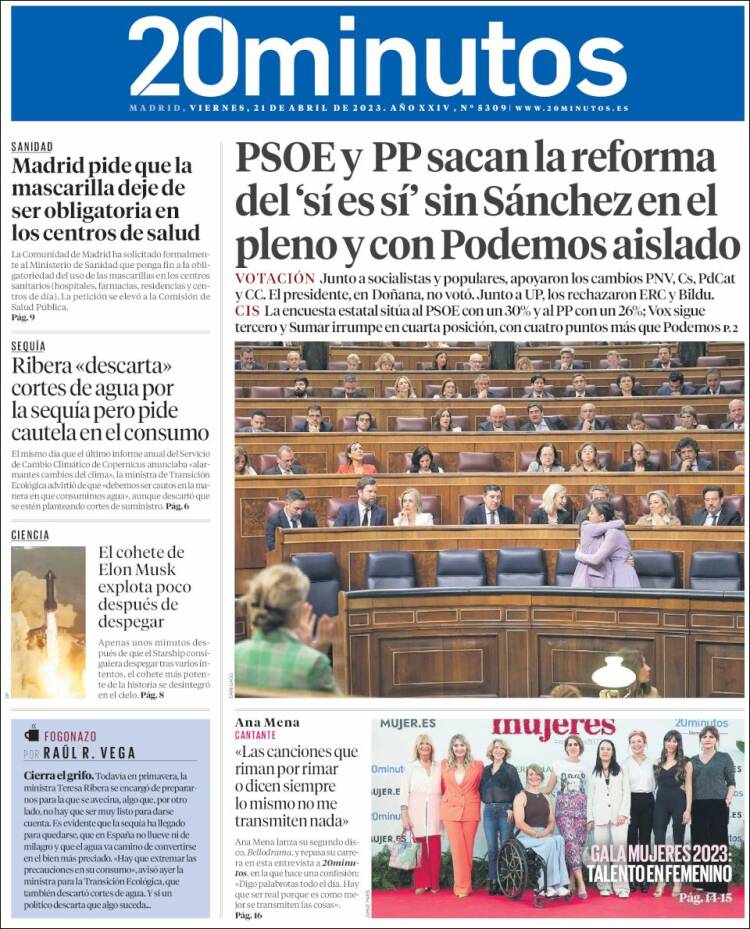 Portada de 20 Minutos - Madrid (España)