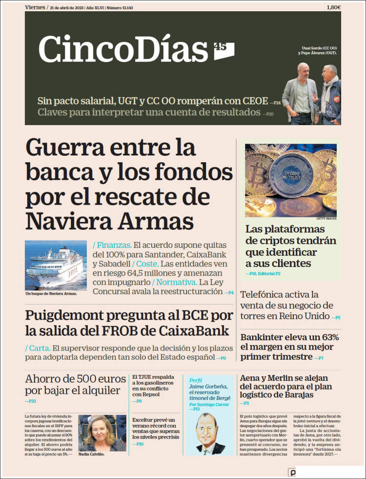 Portada de Cinco Días (Espa&ntilde;a)