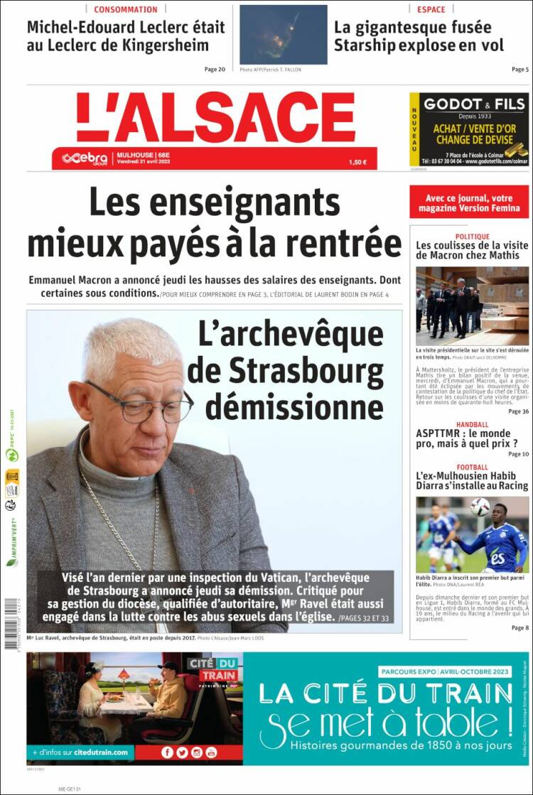 Portada de Journal L'Alsace (France)