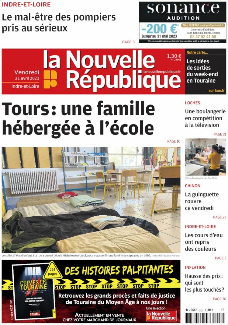 Portada de La Nouvelle Republique (France)